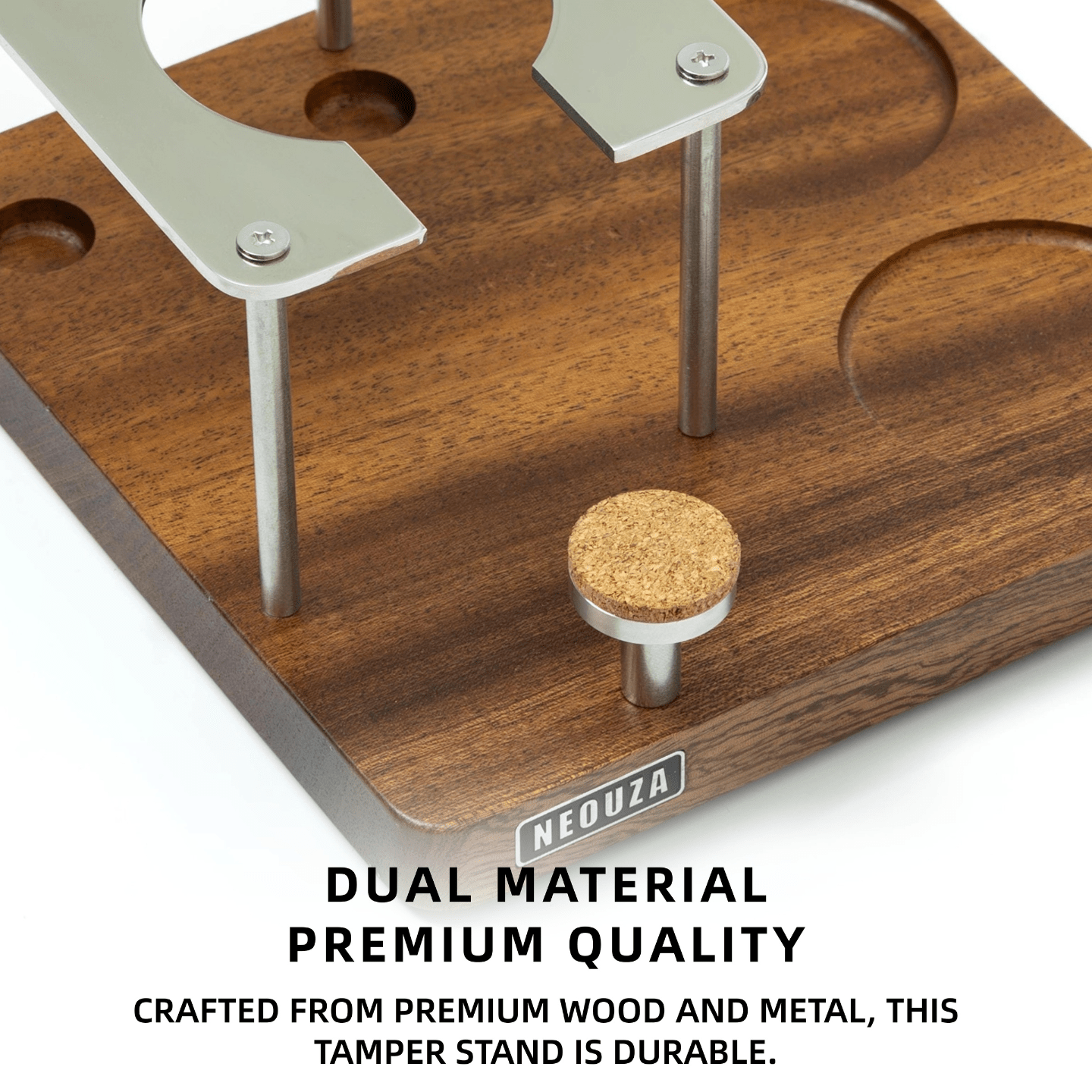 NEOUZA Espresso Tamper Mat & Organizer Station, Wood Tamping Stand with Portafilter Holder Espresso Accessories Storage, 304 Stainless Steel & Walnut Wood - NEOUZA Official Website
