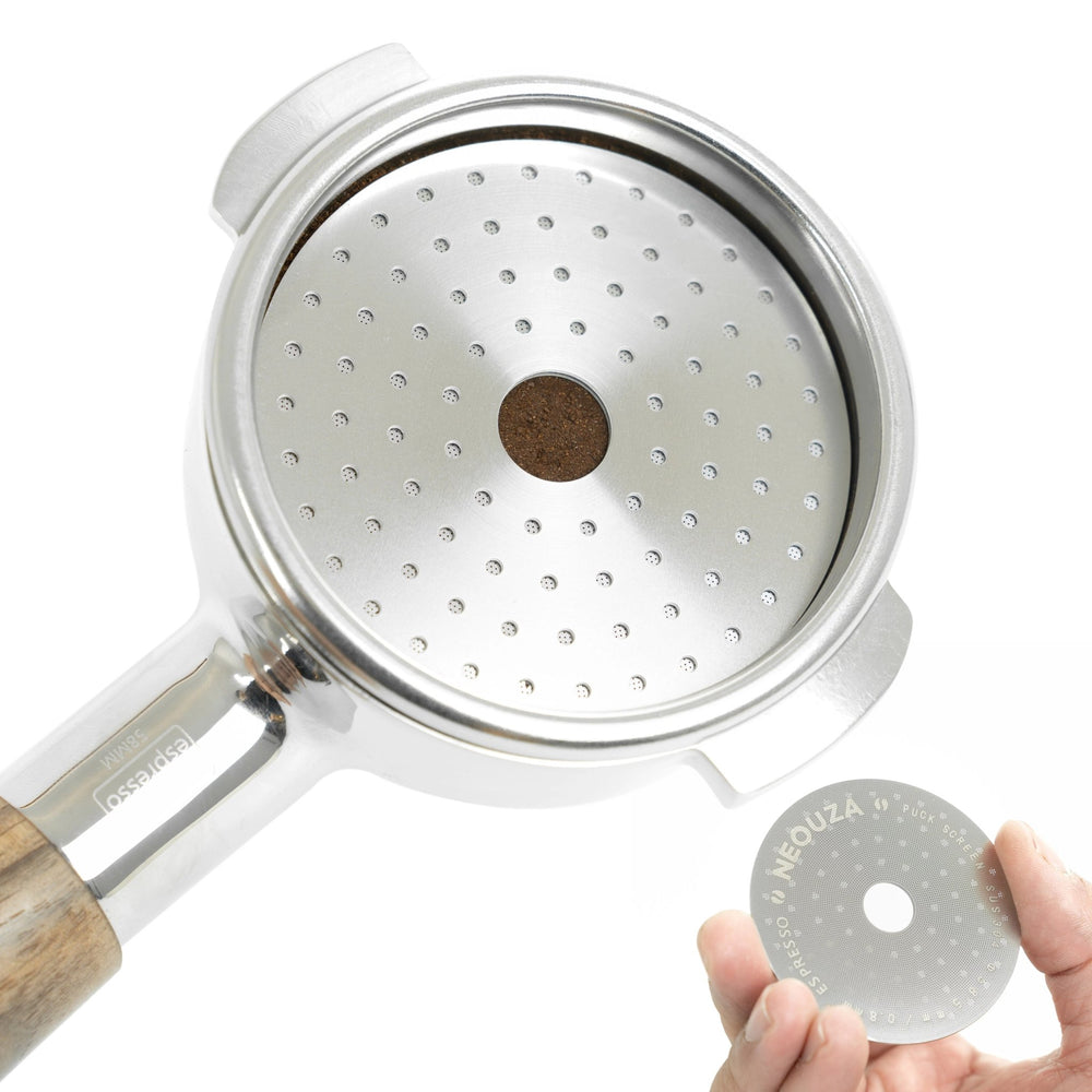 NEOUZA V3 Espresso 58mm Puck Screen with Round Hole in The Middle Screen 0.8mm Thickness Mesh Filter Stainless Steel for Barista Coffee Portafilter Basket Compatible with La Marzocco/Gaggia - NEOUZA Official Website