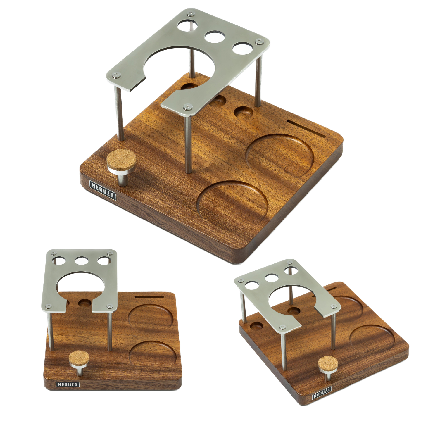 NEOUZA espresso tamper stand and distributor storage station, suitable for 51/53/58mm tampers and distributors, metal storage stand, handle holder, tamping mat